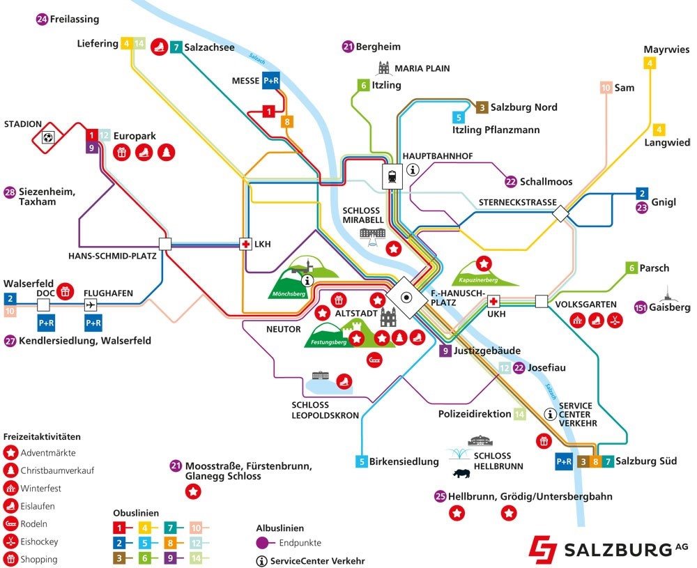 winterlicher Liniennetzplan der Salzburg AG