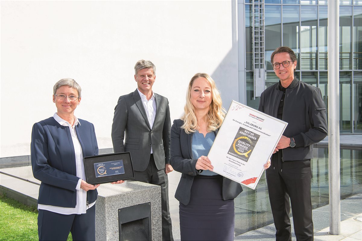 Die Salzburg AG wurde mit dem Quality Award bester Arbeitgeber ausgezeichnet